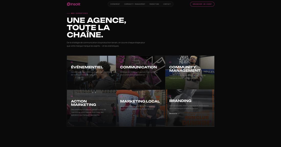 Site web Insolit.Agency créé par Athana — présentation des expertises