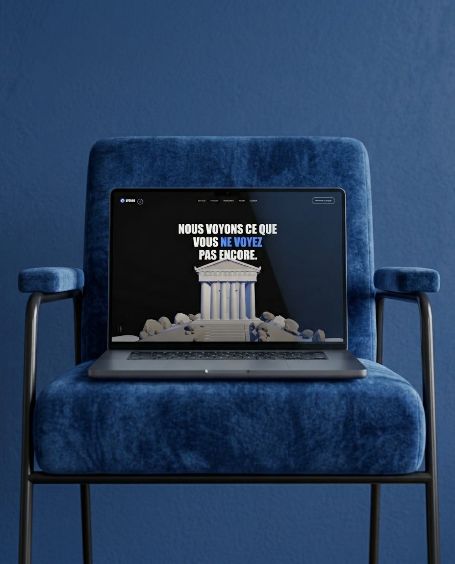 Mockup d'un site web créé par Athana Society affiché sur un ordinateur portable